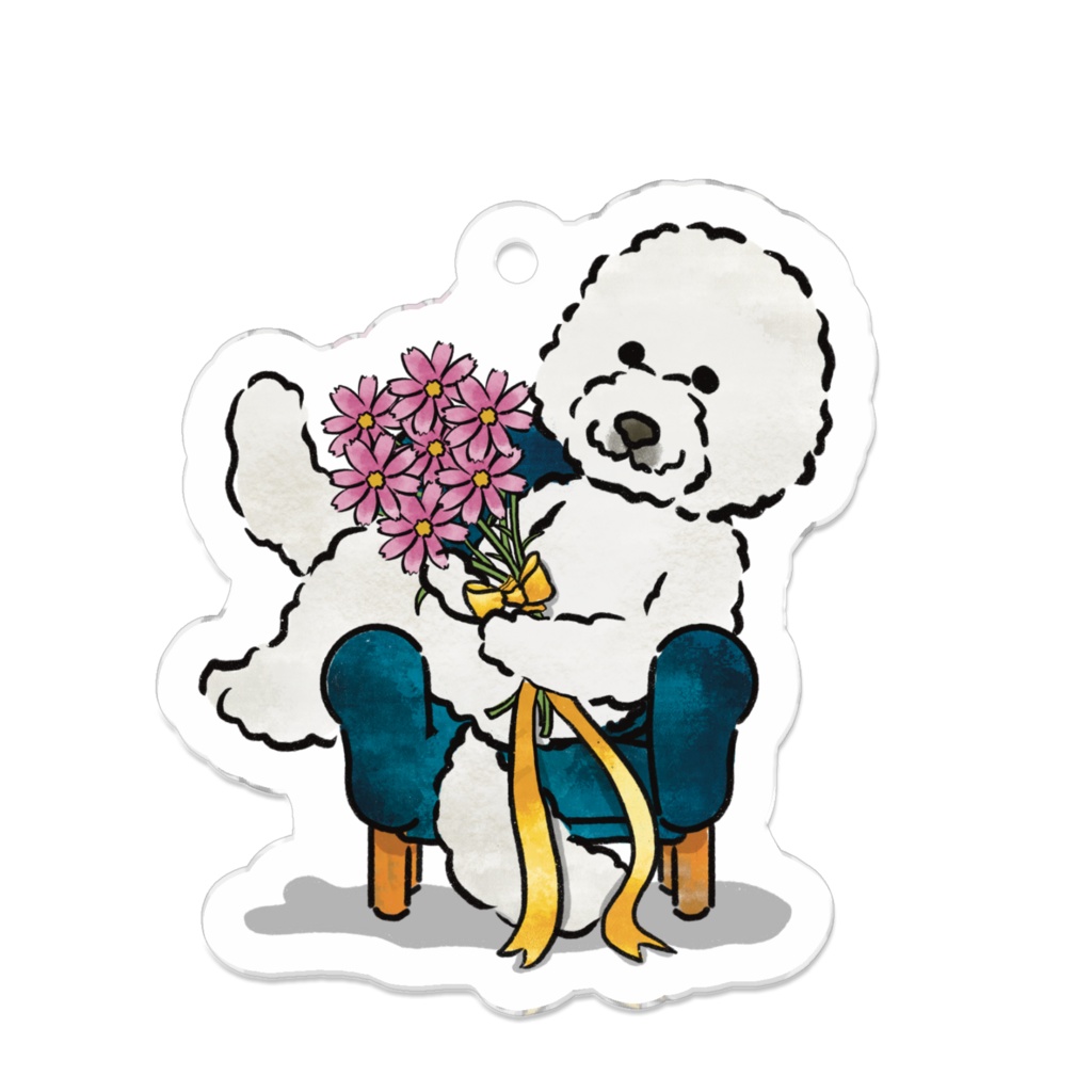 【オハナとボクたち】シリーズ/スタンダードプードルアクリルキーホルダー(コスモス)