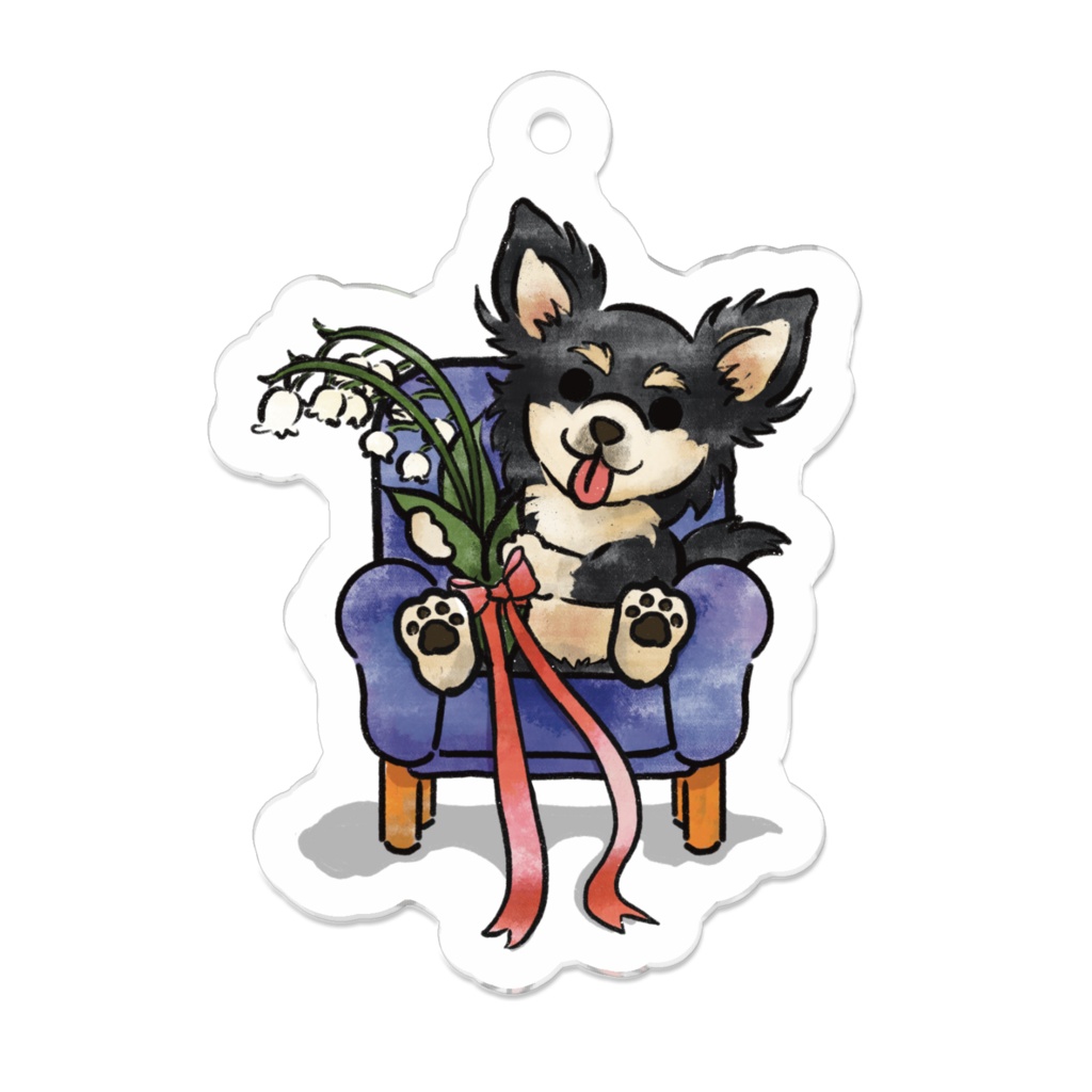 【オハナとボクたち】シリーズ/チワワアクリルキーホルダー(すずらん)