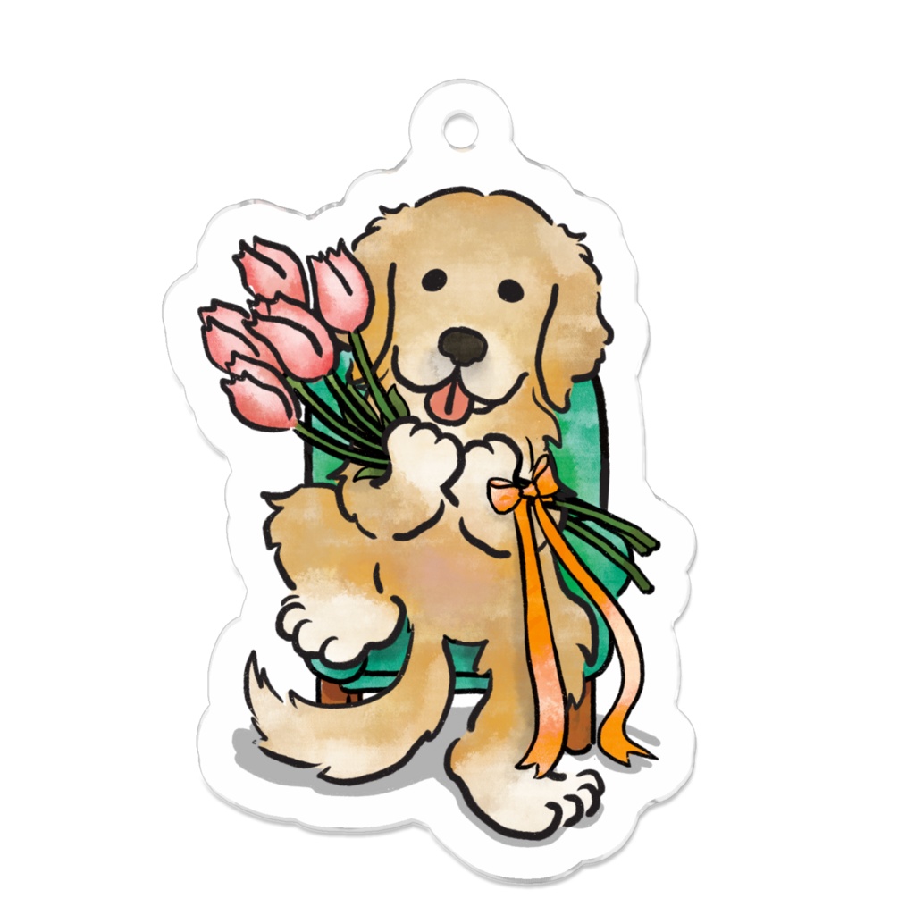 【オハナとボクたち】シリーズ/ゴールデンアクリルキーホルダー(チューリップ)