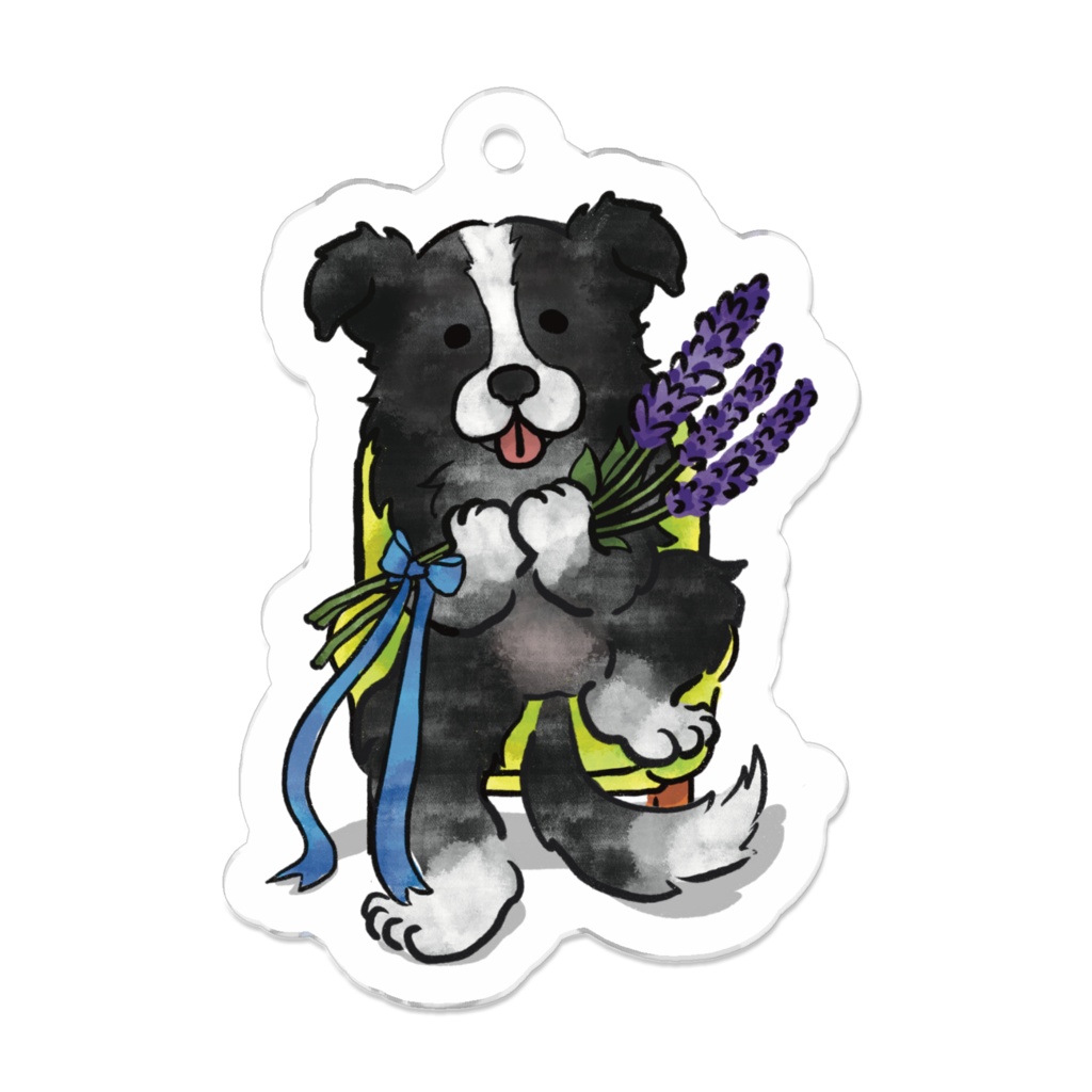 【オハナとボクたち】シリーズ／ボーダーコリーアクリルキーホルダー（ラベンダー）