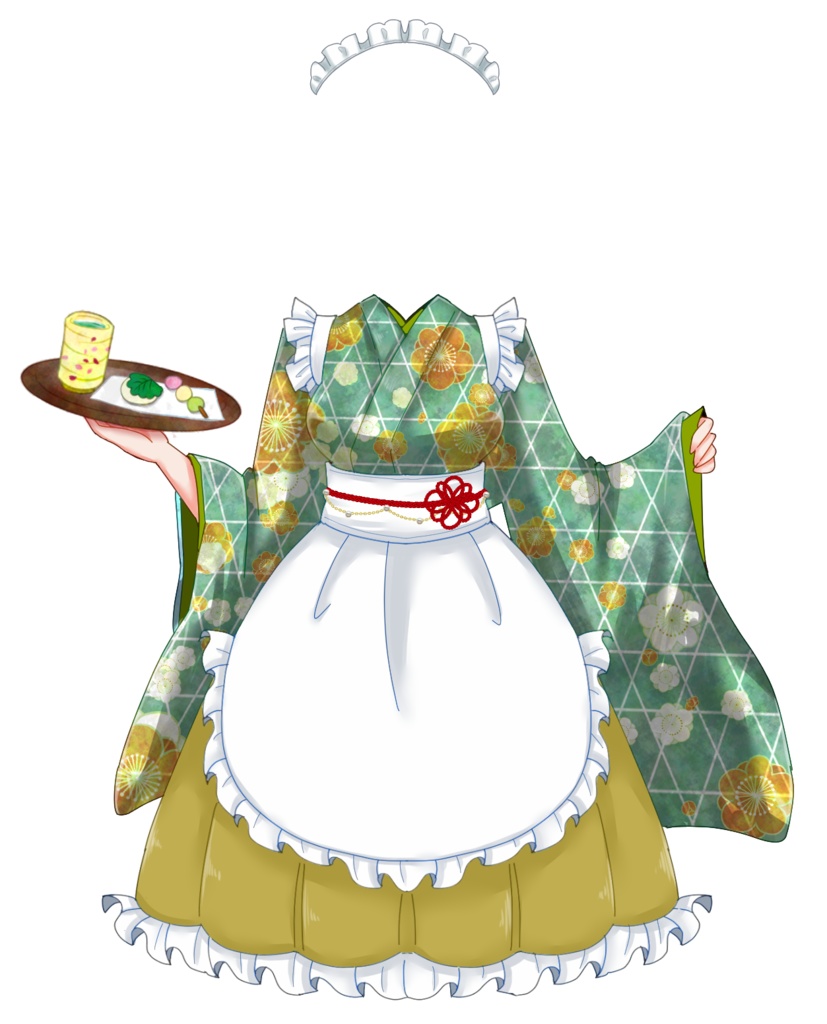 和風メイド【フリー素材】