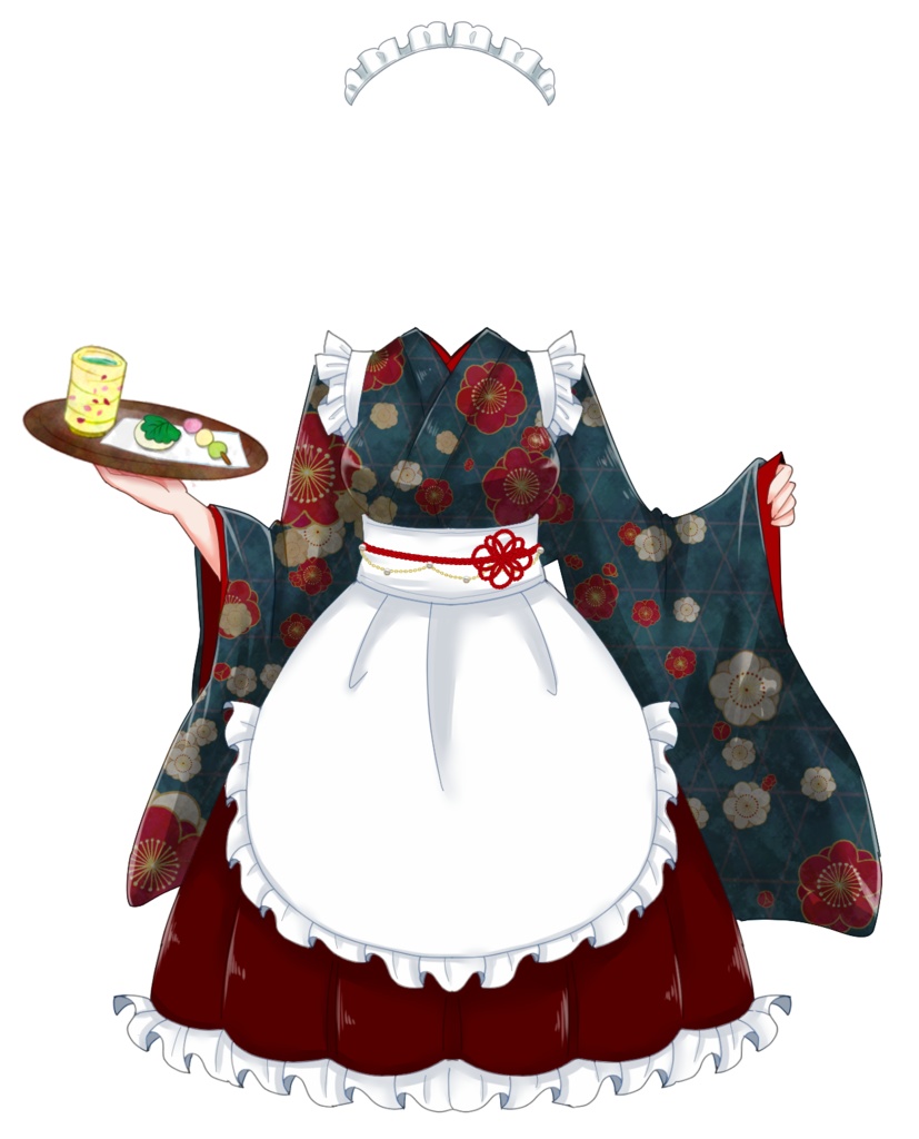 和風メイド【フリー素材】