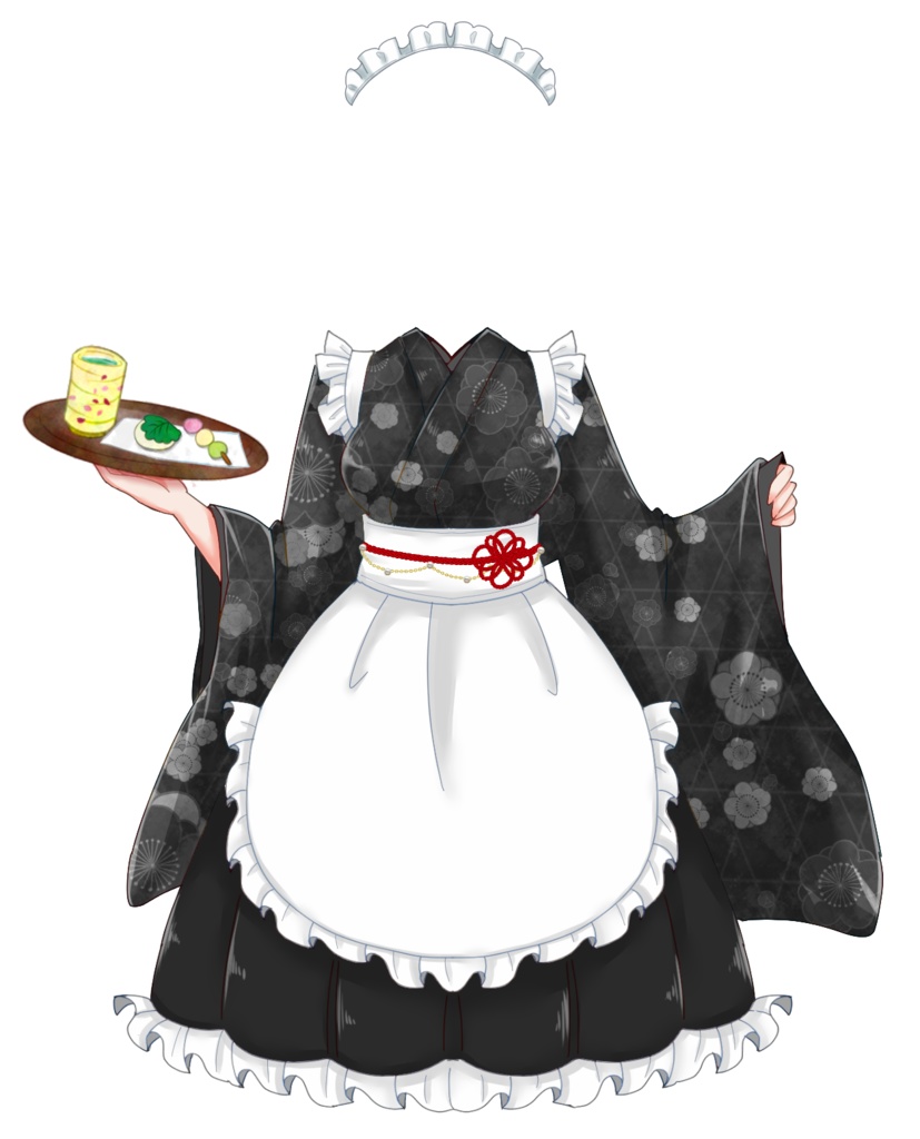 和風メイド【フリー素材】