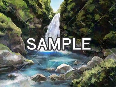 【無料/有料】天然の滝の背景イラスト
