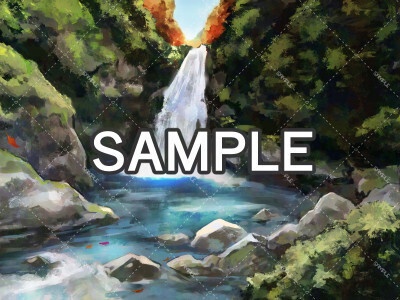 【無料/有料】天然の滝の背景イラスト