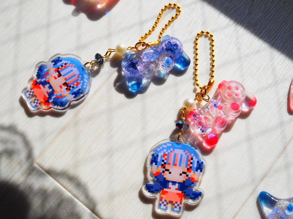 手作りハーバリウムコントローラー+ドット絵もちアクキー