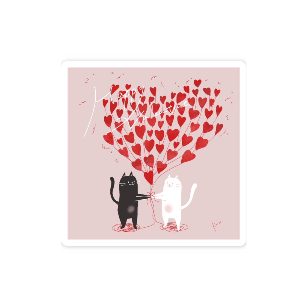 スマホステッカー|バレンタイン猫