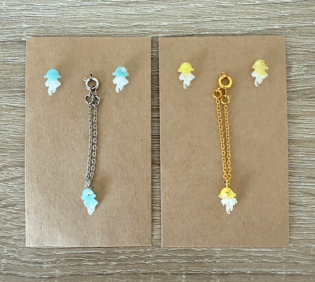 くらげのマグネットピアス＆ネックレス