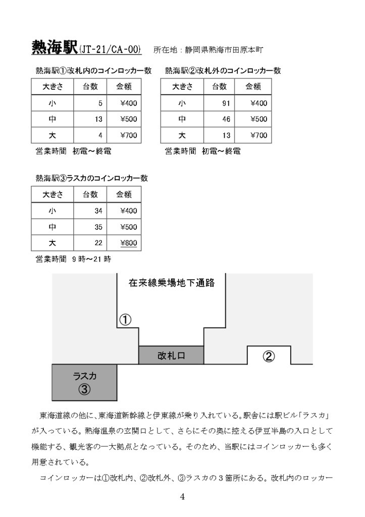 鉄道駅コインロッカー調査録① 東海道線(熱海~豊橋)編