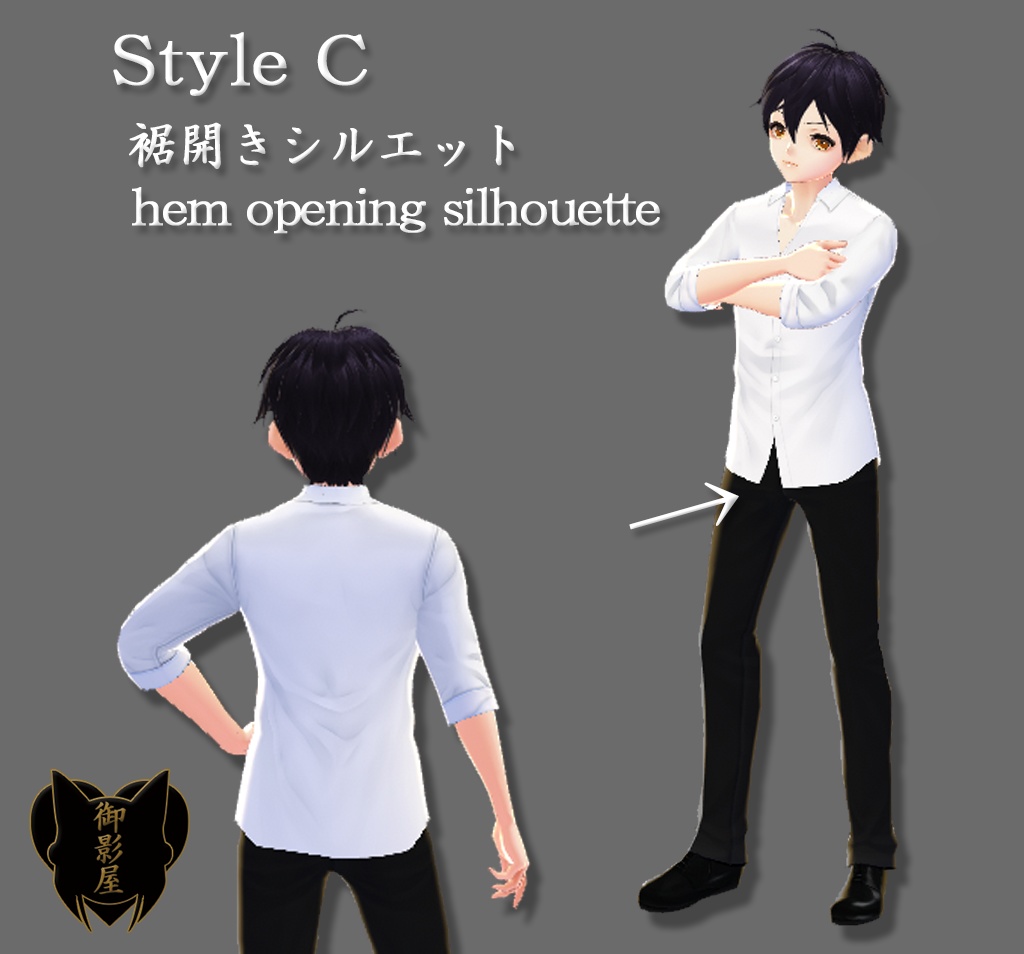 【Vroid texture】3種 ロールアップシャツ × 5色セット / 3 style roll up sleeves shirts × 5 colors(男性用 / male)