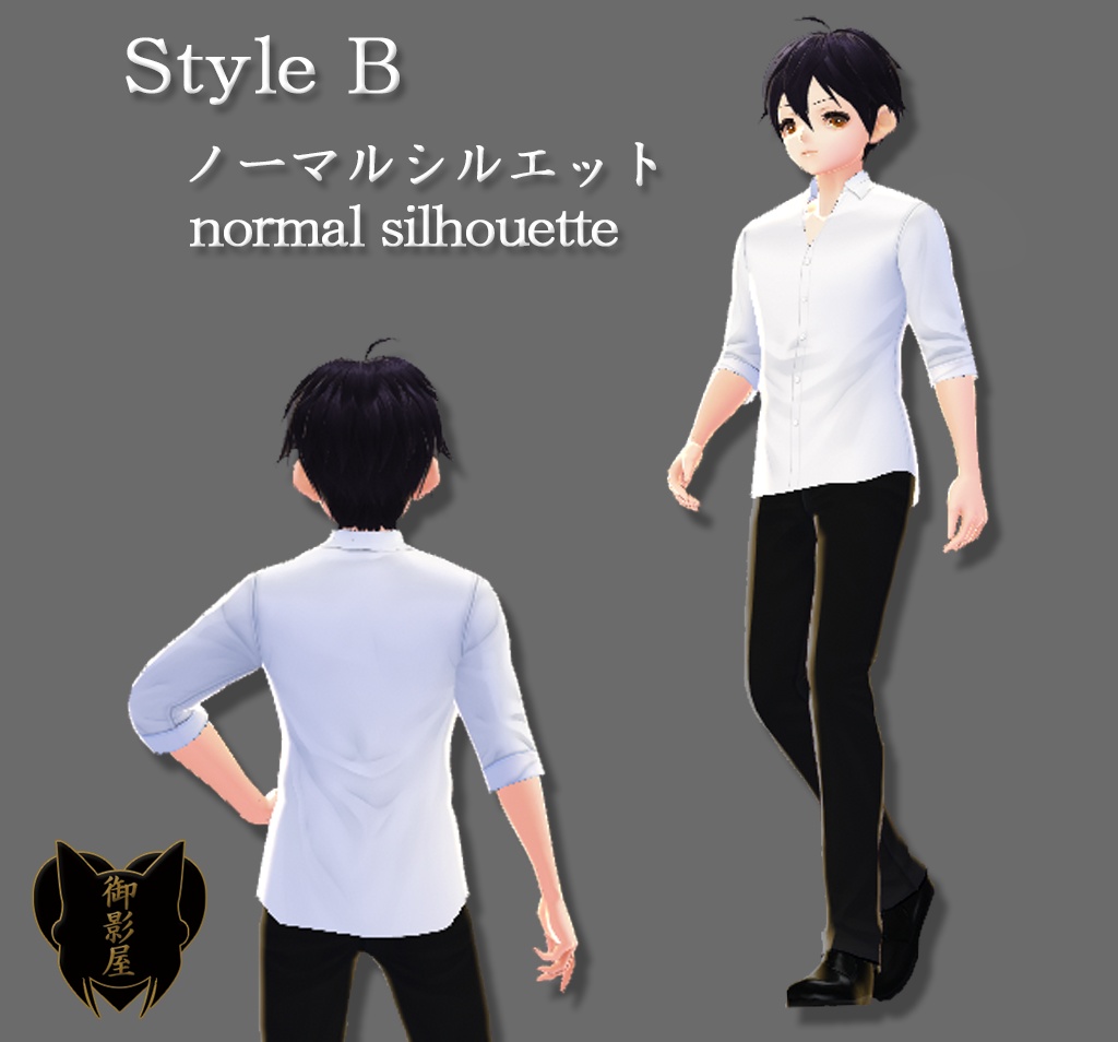 【Vroid texture】3種 ロールアップシャツ × 5色セット / 3 style roll up sleeves shirts × 5 colors(男性用 / male)