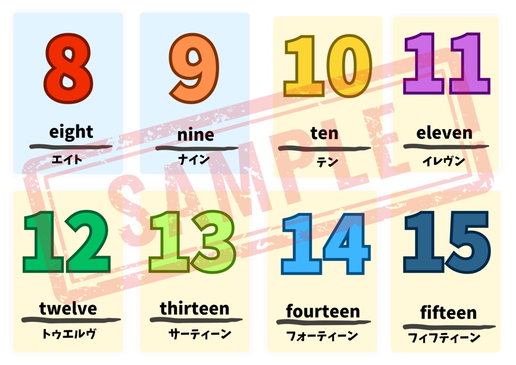 【PDF版】英単語(0~100までの数字の英単語と読み方)・おまけ4枚付き A4推奨 ※印刷してお使い下さい