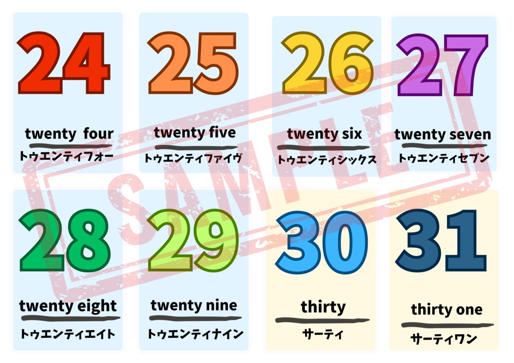 【PDF版】英単語(0~100までの数字の英単語と読み方)・おまけ4枚付き A4推奨 ※印刷してお使い下さい