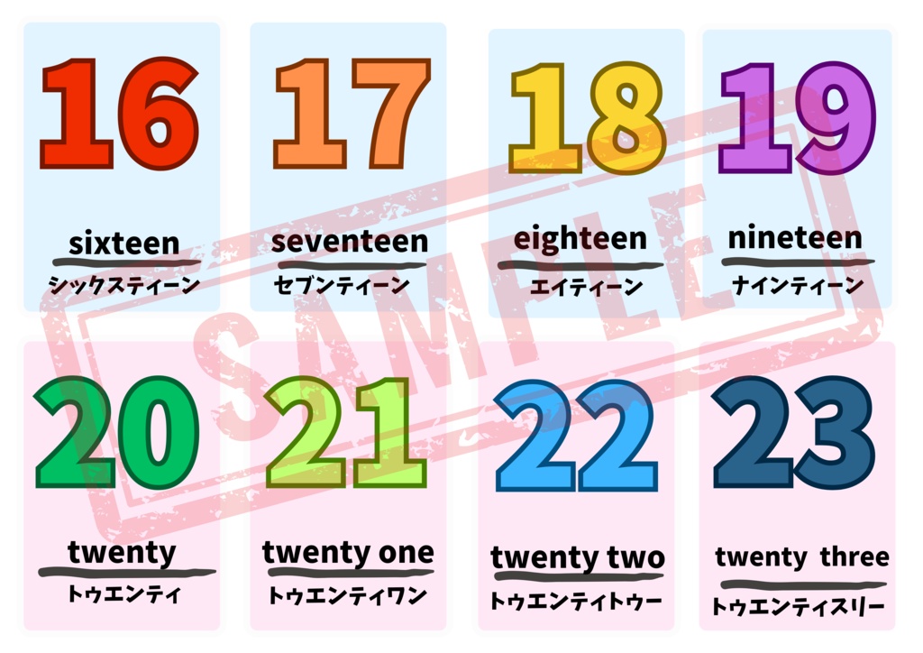 【PDF版】英単語(0~100までの数字の英単語と読み方)・おまけ4枚付き A4推奨 ※印刷してお使い下さい