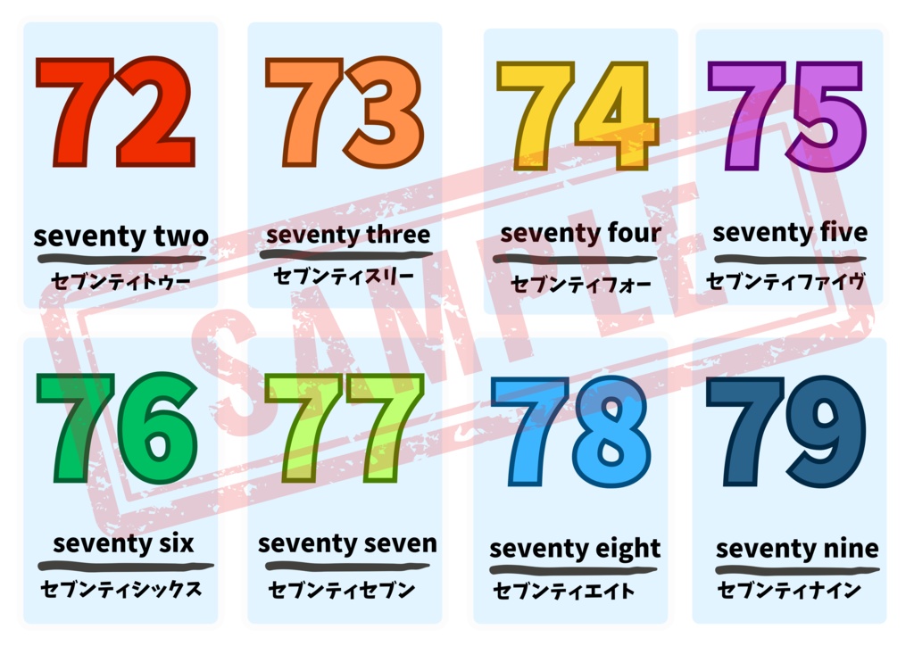 【PDF版】英単語(0~100までの数字の英単語と読み方)・おまけ4枚付き A4推奨 ※印刷してお使い下さい