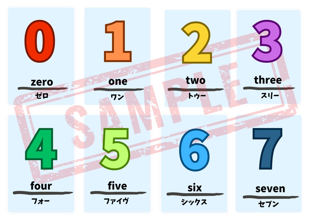 【PDF版】英単語(0~100までの数字の英単語と読み方)・おまけ4枚付き A4推奨 ※印刷してお使い下さい