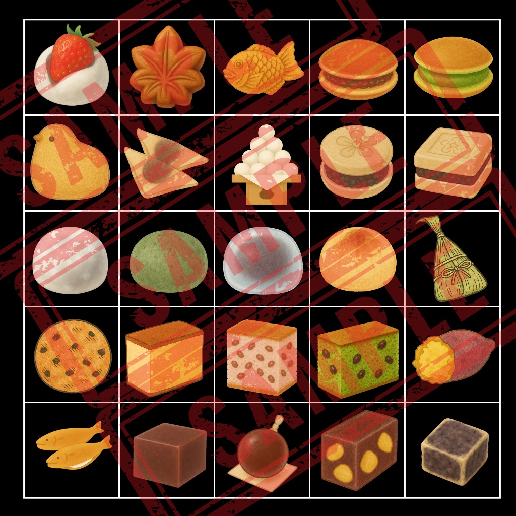 Japanese Sweets 和菓子風 イラスト素材(PNG/背景透過済) 100個