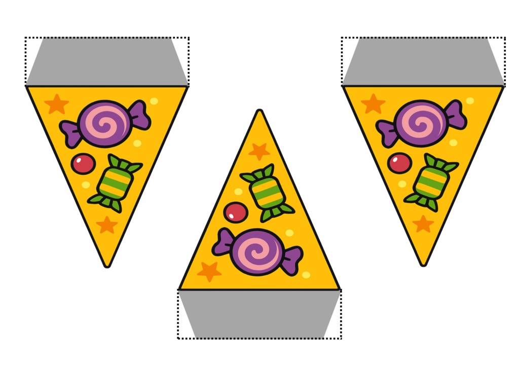 ハロウィンフラッグ 手作りしませんか? (PNG/背景透過済)(PDF A4判印刷用) 15個