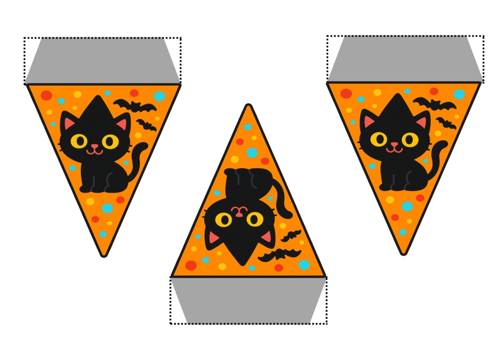 ハロウィンフラッグ 手作りしませんか? (PNG/背景透過済)(PDF A4判印刷用) 15個