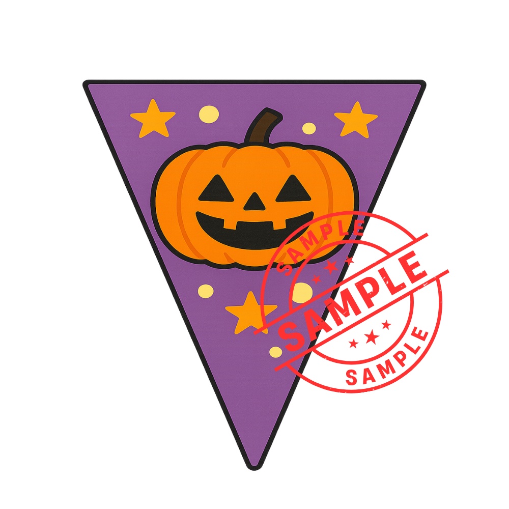 ハロウィンフラッグ 手作りしませんか? (PNG/背景透過済)(PDF A4判印刷用) 15個