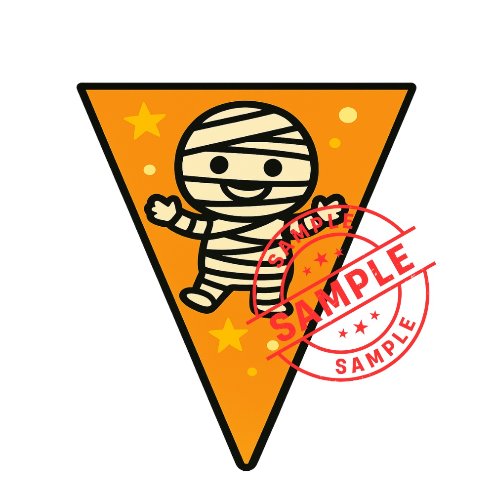 ハロウィンフラッグ 手作りしませんか? (PNG/背景透過済)(PDF A4判印刷用) 15個