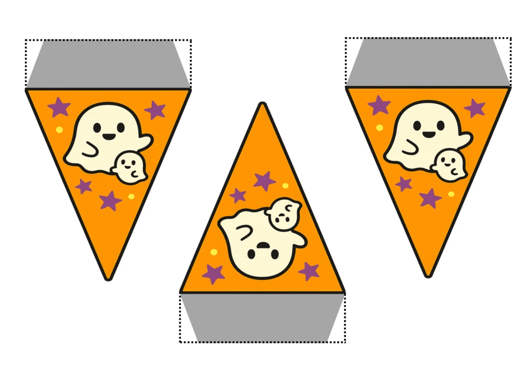 ハロウィンフラッグ 手作りしませんか? (PNG/背景透過済)(PDF A4判印刷用) 15個