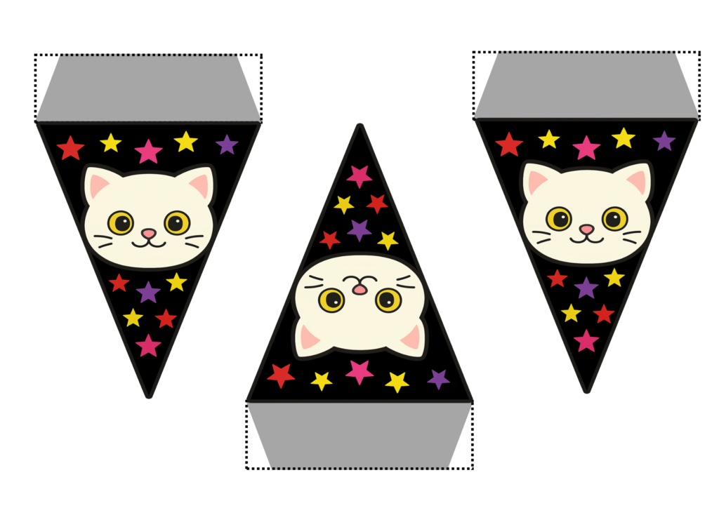 ハロウィンフラッグ 手作りしませんか? (PNG/背景透過済)(PDF A4判印刷用) 15個