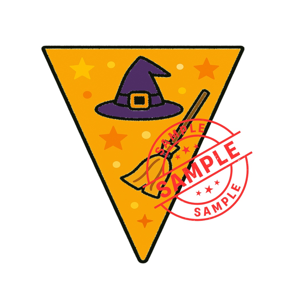 ハロウィンフラッグ 手作りしませんか? (PNG/背景透過済)(PDF A4判印刷用) 15個