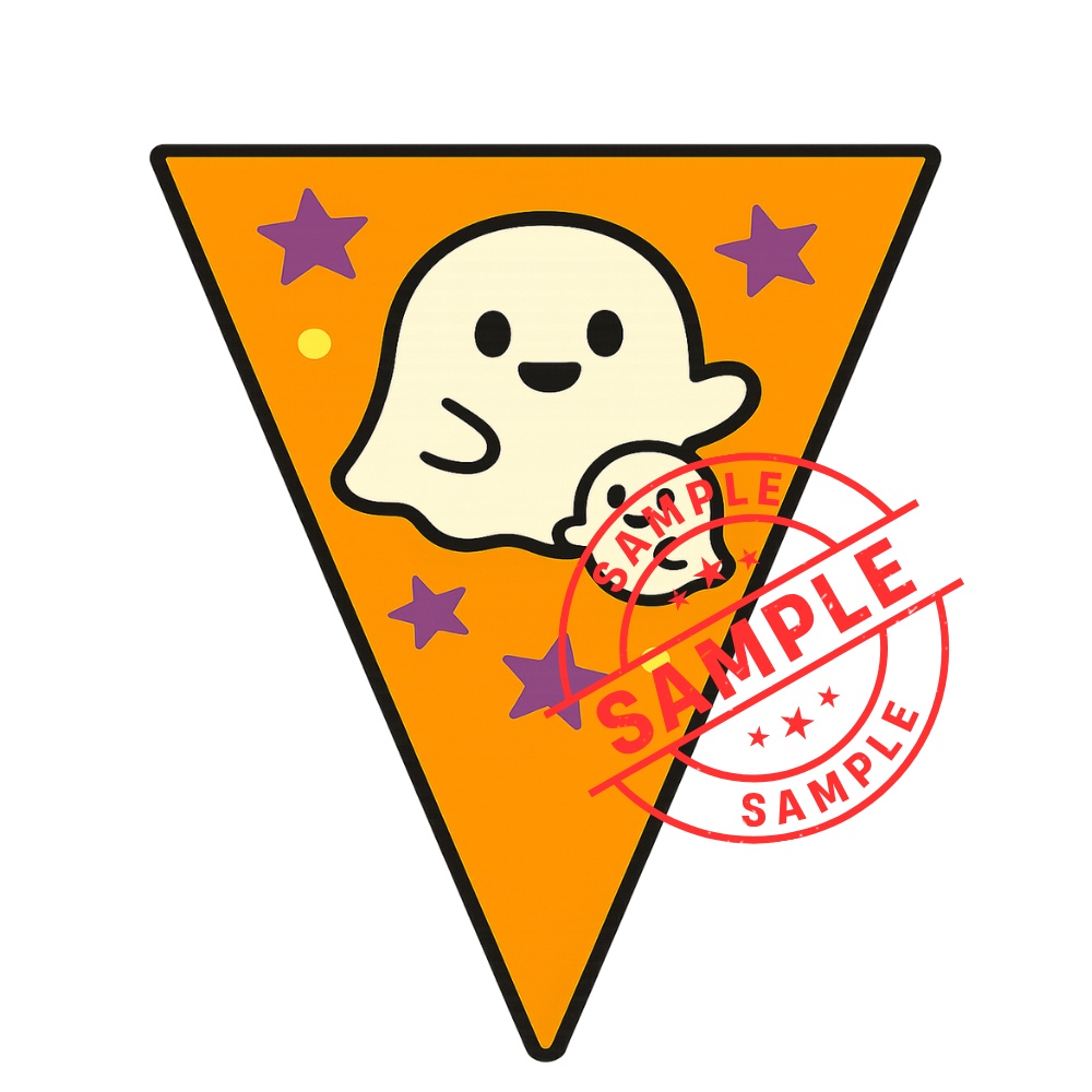 ハロウィンフラッグ 手作りしませんか? (PNG/背景透過済)(PDF A4判印刷用) 15個