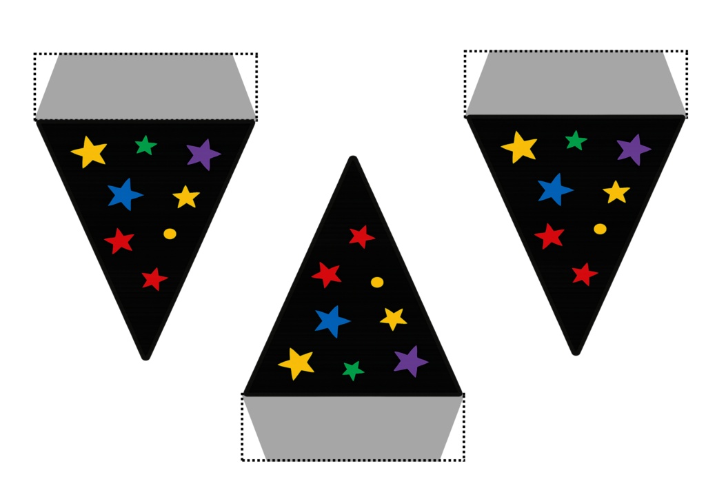 ハロウィンフラッグ 手作りしませんか? (PNG/背景透過済)(PDF A4判印刷用) 15個