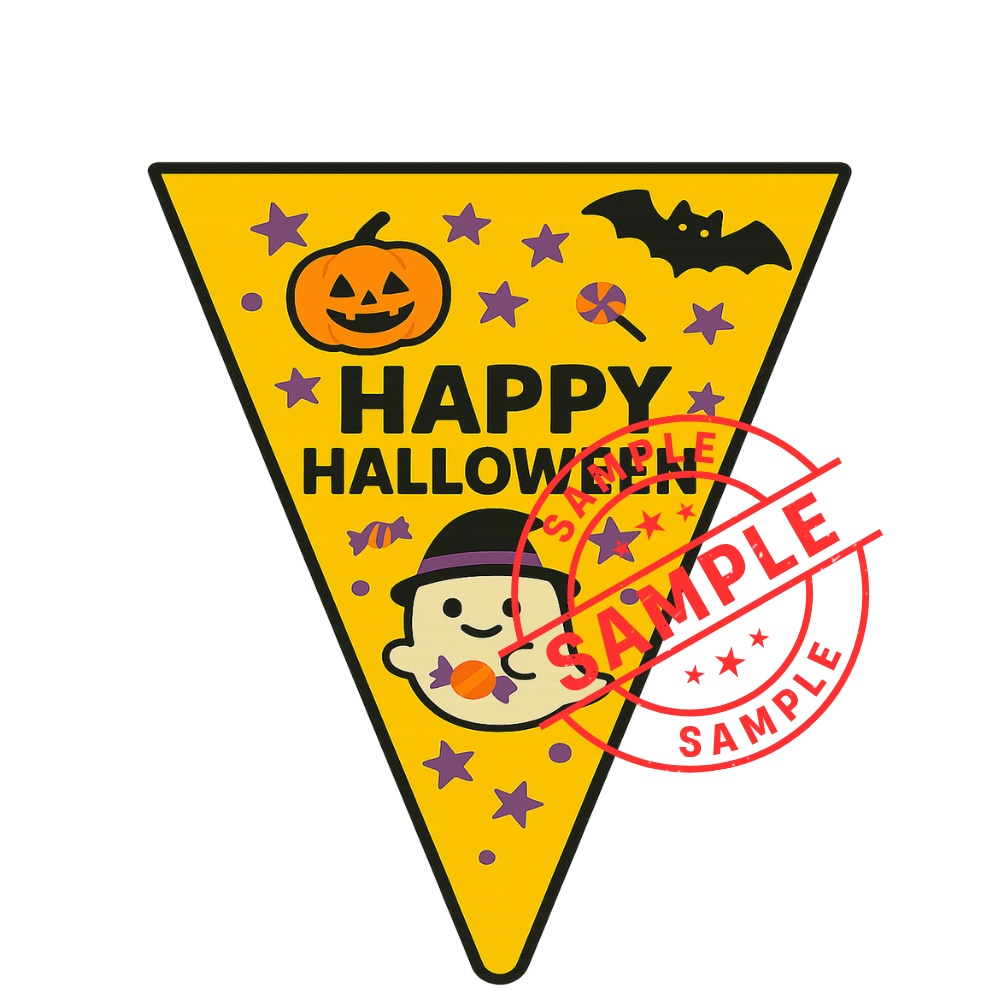 ハロウィンフラッグ 手作りしませんか? (PNG/背景透過済)(PDF A4判印刷用) 15個