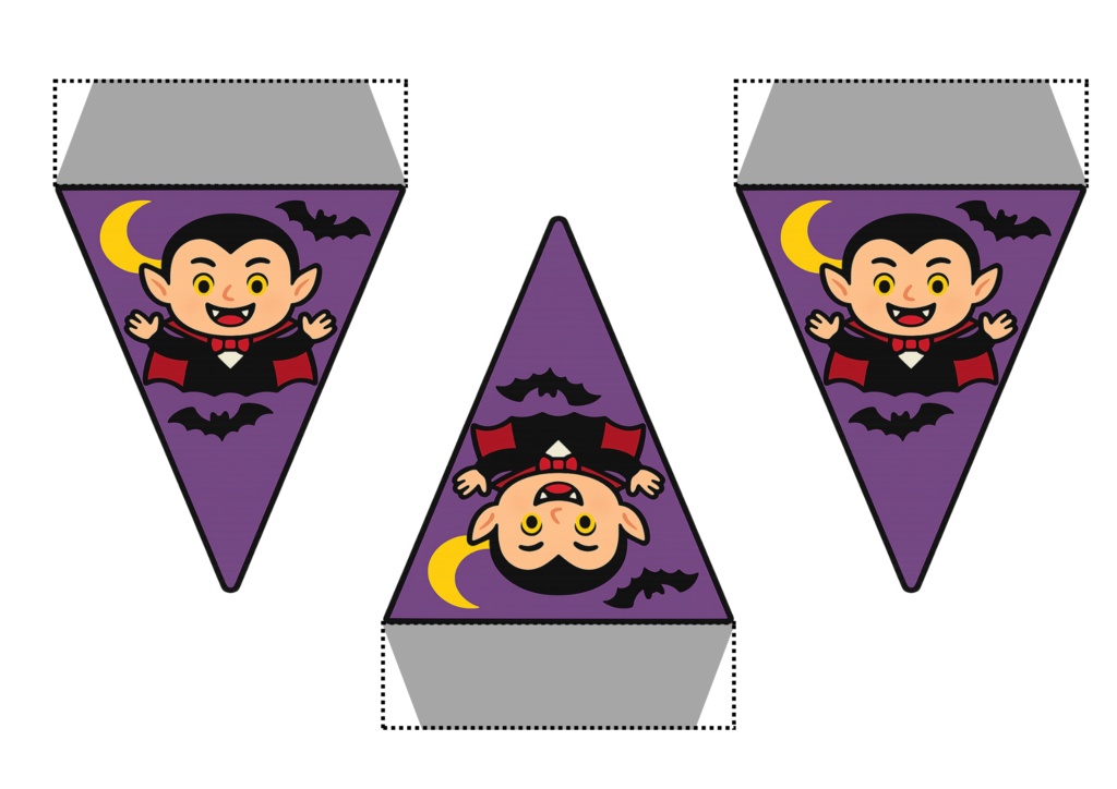 ハロウィンフラッグ 手作りしませんか? (PNG/背景透過済)(PDF A4判印刷用) 15個