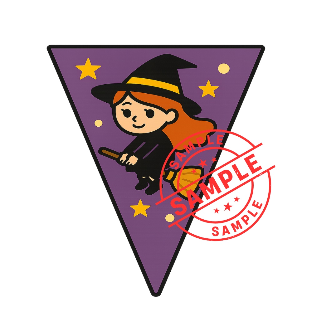 ハロウィンフラッグ 手作りしませんか? (PNG/背景透過済)(PDF A4判印刷用) 15個