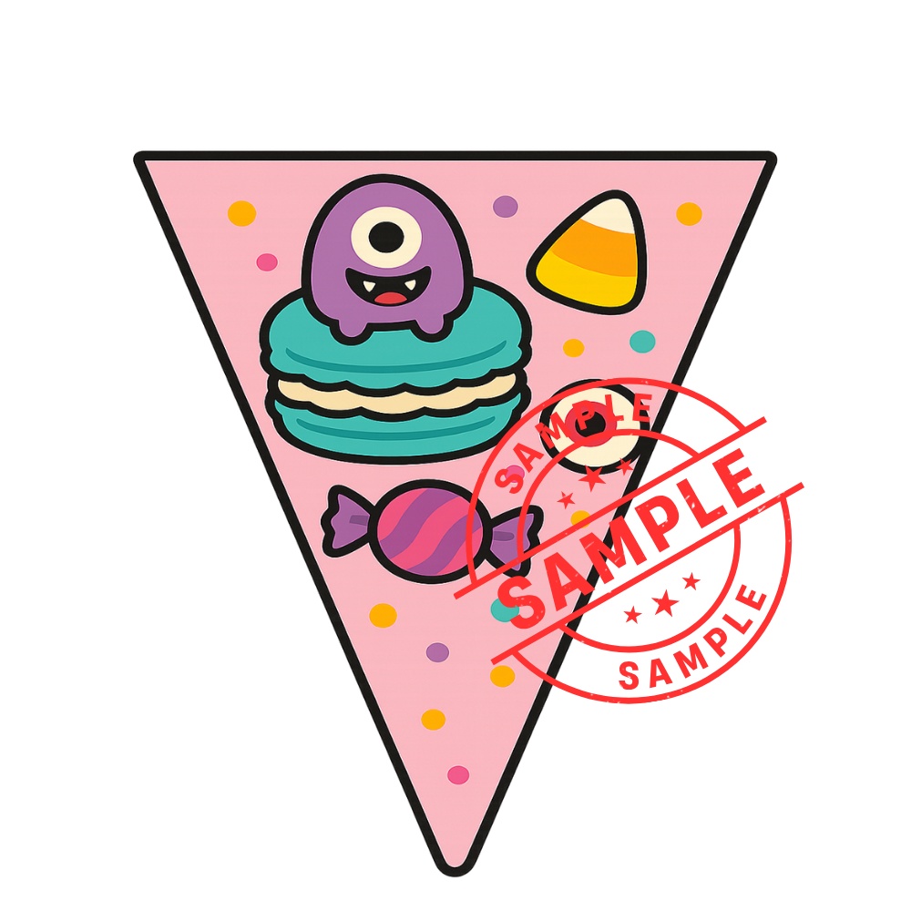 ハロウィンフラッグ 手作りしませんか? (PNG/背景透過済)(PDF A4判印刷用) 15個