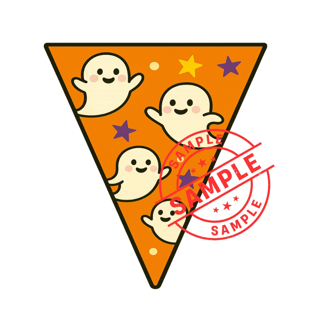 ハロウィンフラッグ 手作りしませんか? (PNG/背景透過済)(PDF A4判印刷用) 15個