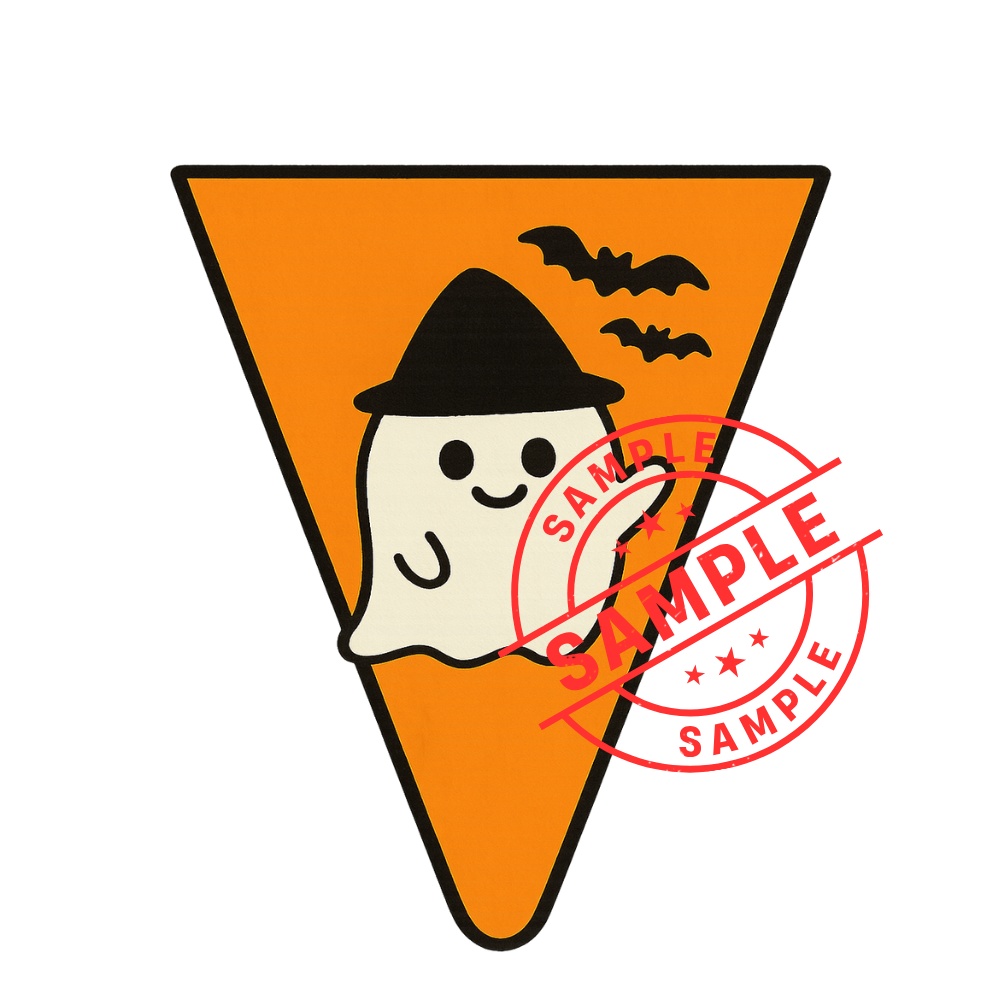 ハロウィンフラッグ 手作りしませんか? (PNG/背景透過済)(PDF A4判印刷用) 15個