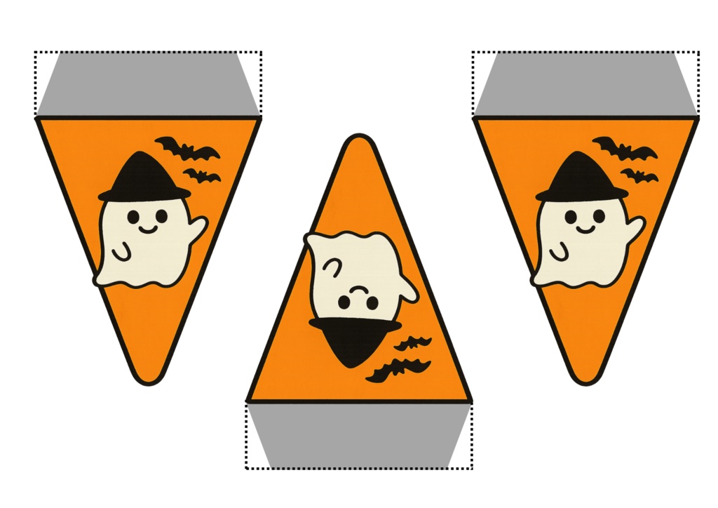 ハロウィンフラッグ 手作りしませんか? (PNG/背景透過済)(PDF A4判印刷用) 15個