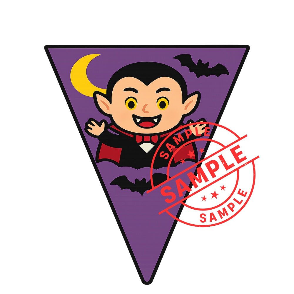 ハロウィンフラッグ 手作りしませんか? (PNG/背景透過済)(PDF A4判印刷用) 15個