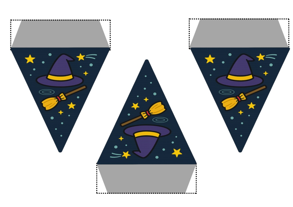 ハロウィンフラッグ 手作りしませんか? (PNG/背景透過済)(PDF A4判印刷用) 15個