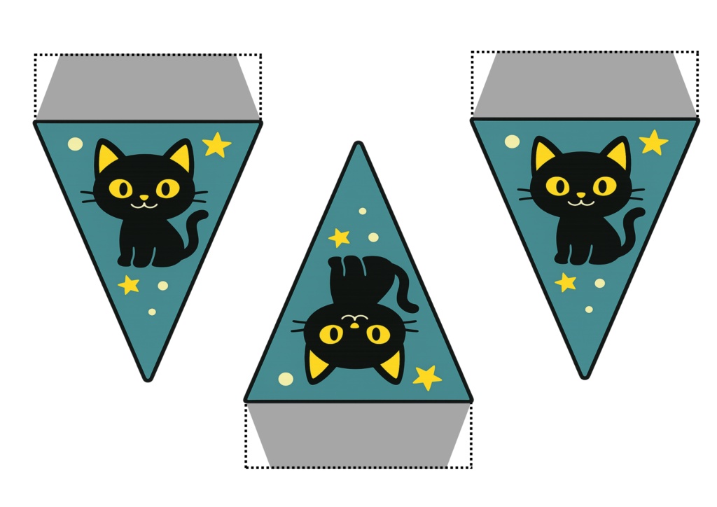 ハロウィンフラッグ 手作りしませんか? (PNG/背景透過済)(PDF A4判印刷用) 15個