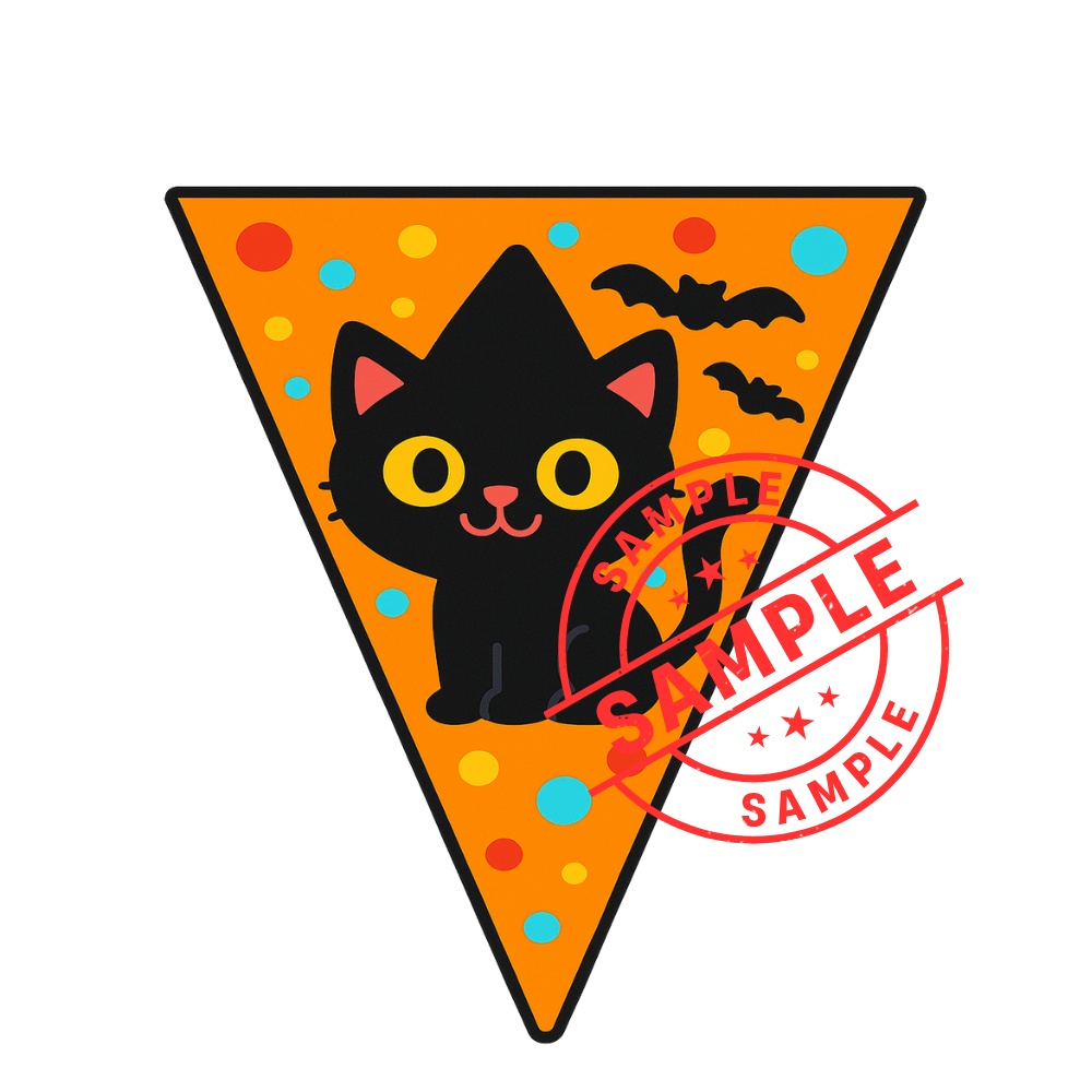 ハロウィンフラッグ 手作りしませんか? (PNG/背景透過済)(PDF A4判印刷用) 15個