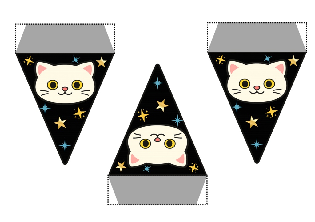 ハロウィンフラッグ 手作りしませんか? (PNG/背景透過済)(PDF A4判印刷用) 15個