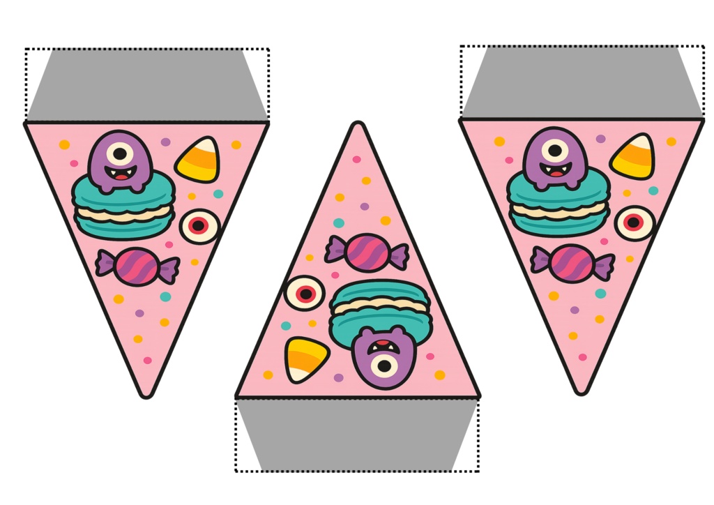 ハロウィンフラッグ 手作りしませんか? (PNG/背景透過済)(PDF A4判印刷用) 15個