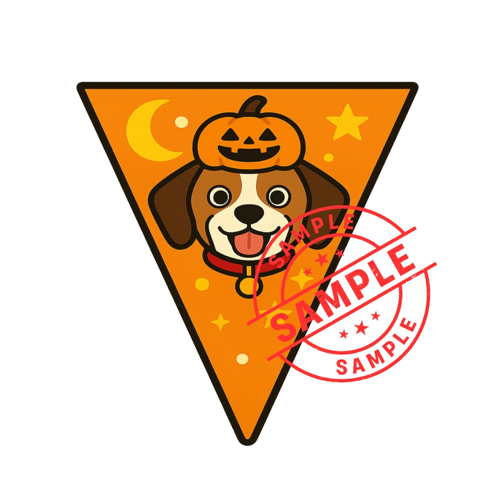 ハロウィンフラッグ 手作りしませんか? (PNG/背景透過済)(PDF A4判印刷用) 15個