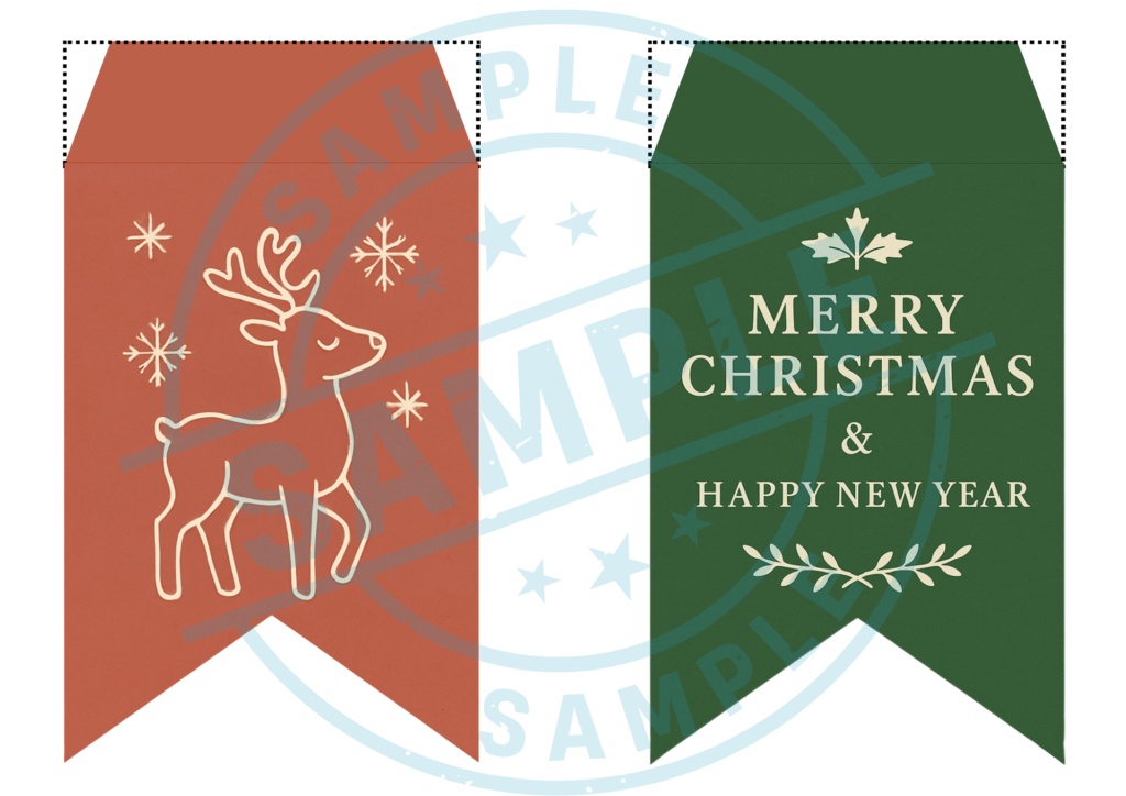 欧州風Christmas flag 手作りしませんか? (PNG/背景透過済)(PDF A4判印刷用) 42種類