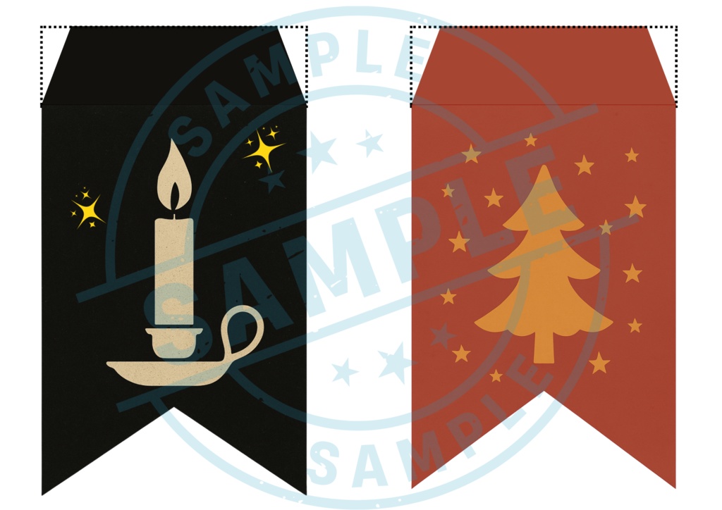 欧州風Christmas flag 手作りしませんか? (PNG/背景透過済)(PDF A4判印刷用) 42種類