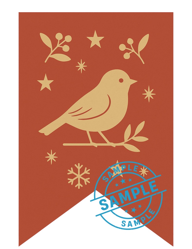 欧州風Christmas flag 手作りしませんか? (PNG/背景透過済)(PDF A4判印刷用) 42種類