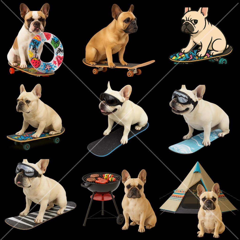 フレンチブルドック 45種類/背面透過済み/PDFデータ/PNGデータ