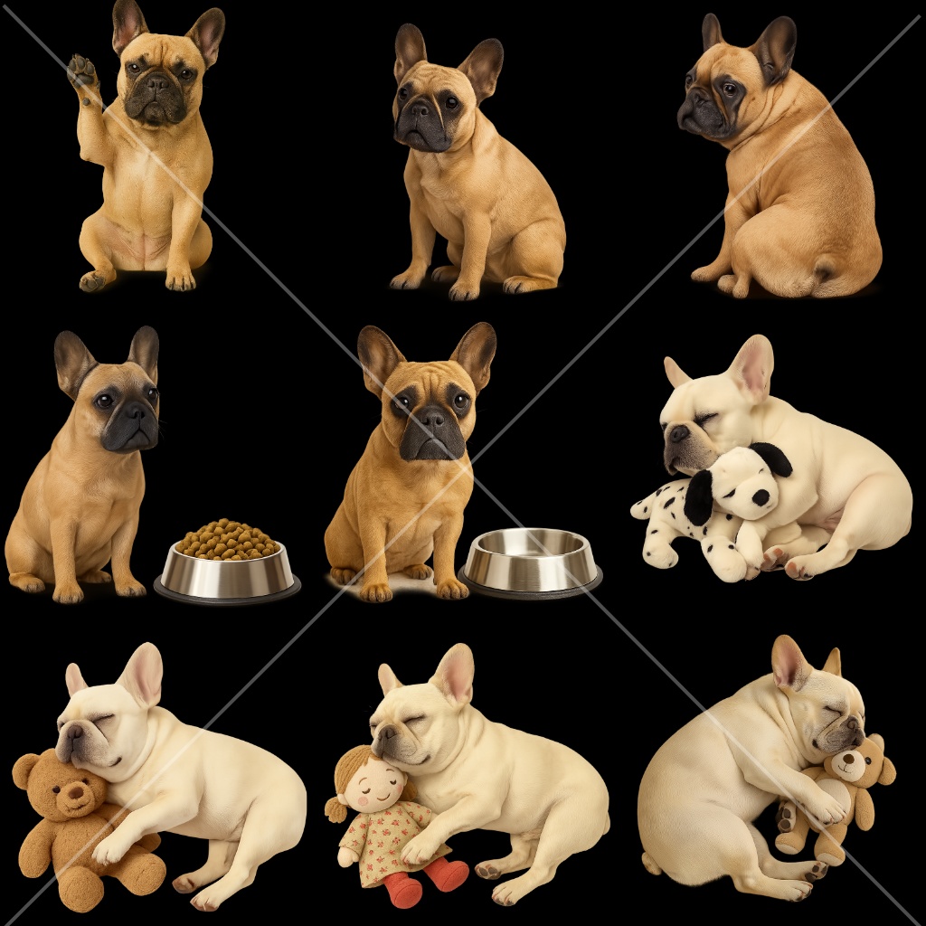 フレンチブルドック 45種類/背面透過済み/PDFデータ/PNGデータ