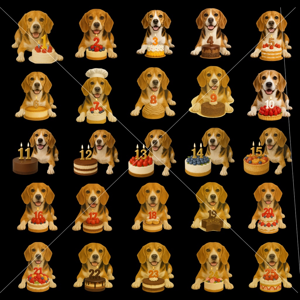 ビーグルイラスト素材集 150種類/背面透過済み/PDFデータ/PNGデータ